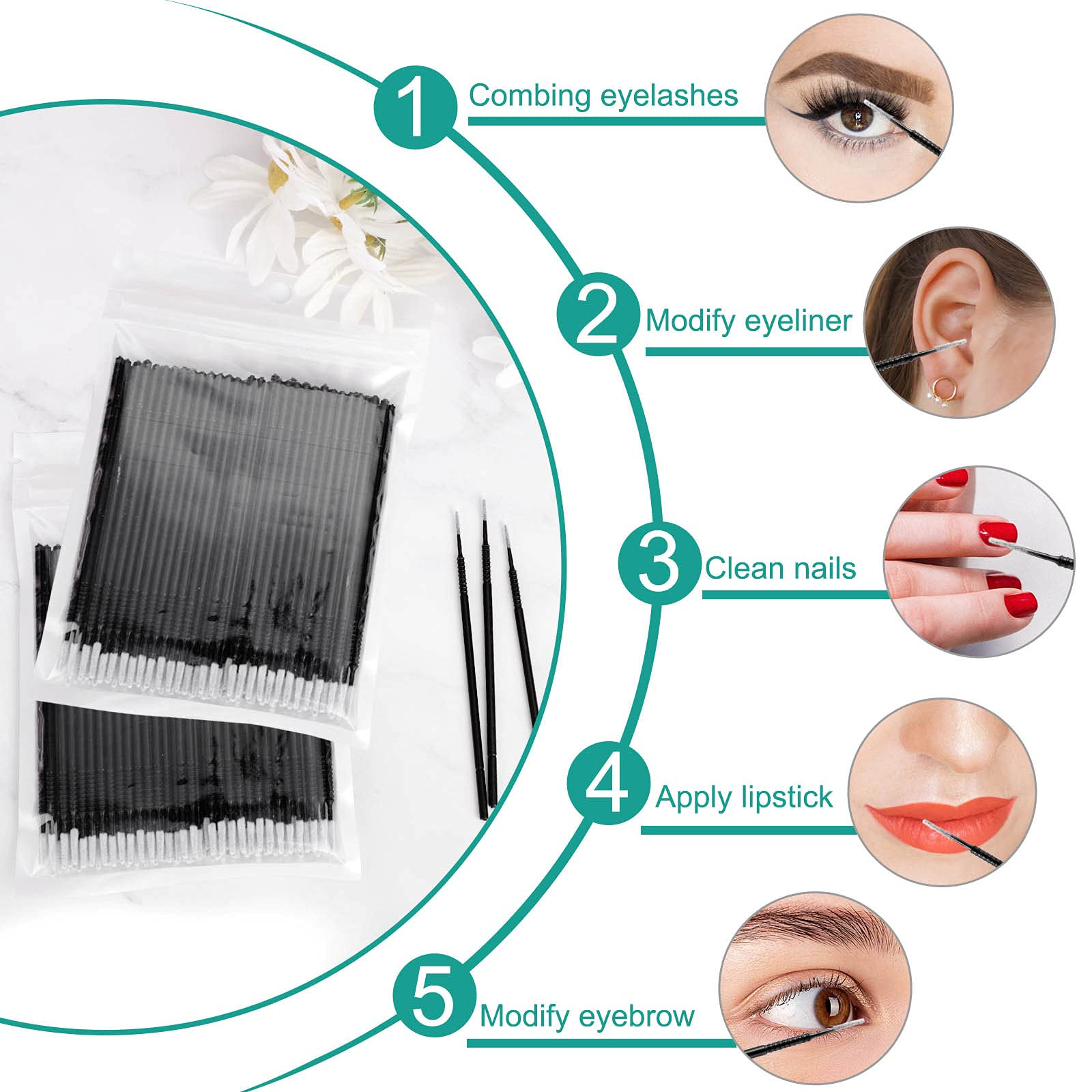 Aplicadores micro para maquillaje de Dming, uso multipropósito y limpio