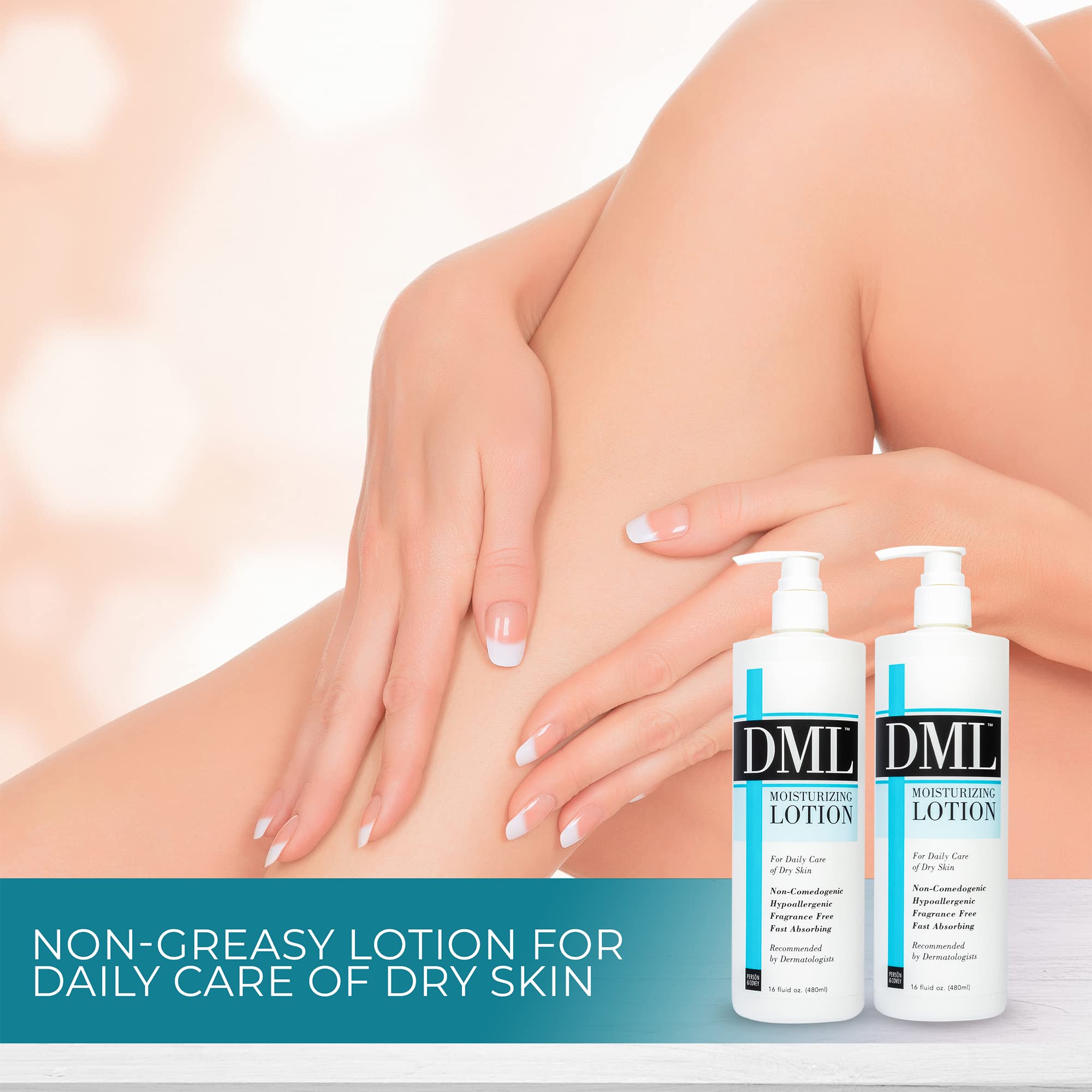DML Moisturizing Lotion fragrance-free hypoallergenic label indicating sensitivity-friendly formula