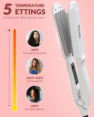 Dmriektu crimper highlights adjustable heat settings for safe, tailored styling