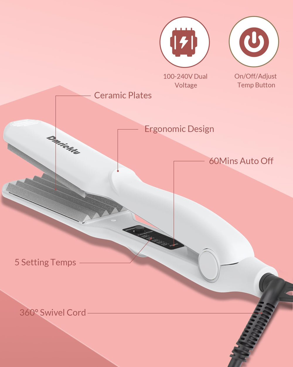 Dmriektu crimping iron with dual voltage suits worldwide travel
