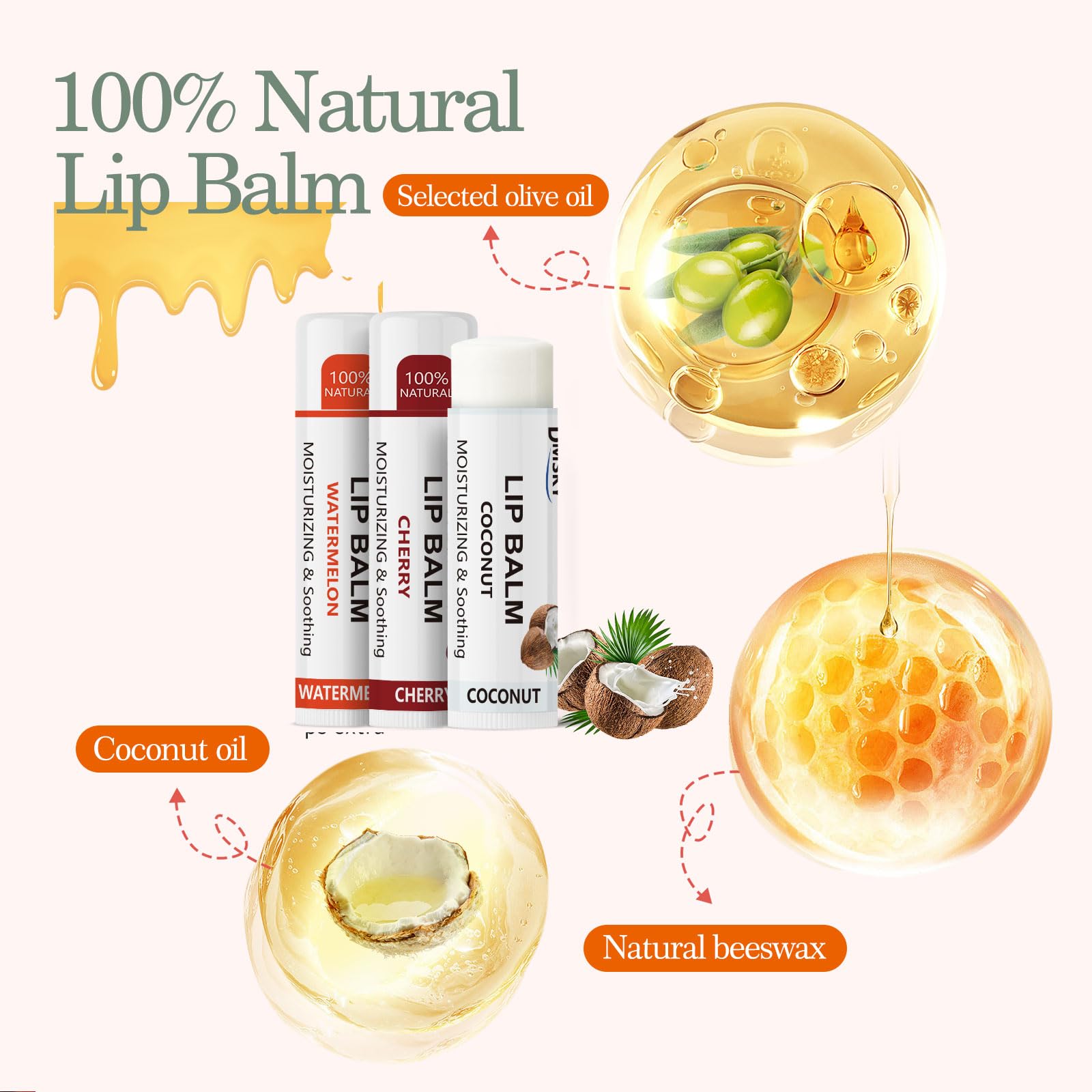 Dmsky rose flavor lip balm compact tube soothing dry lips.