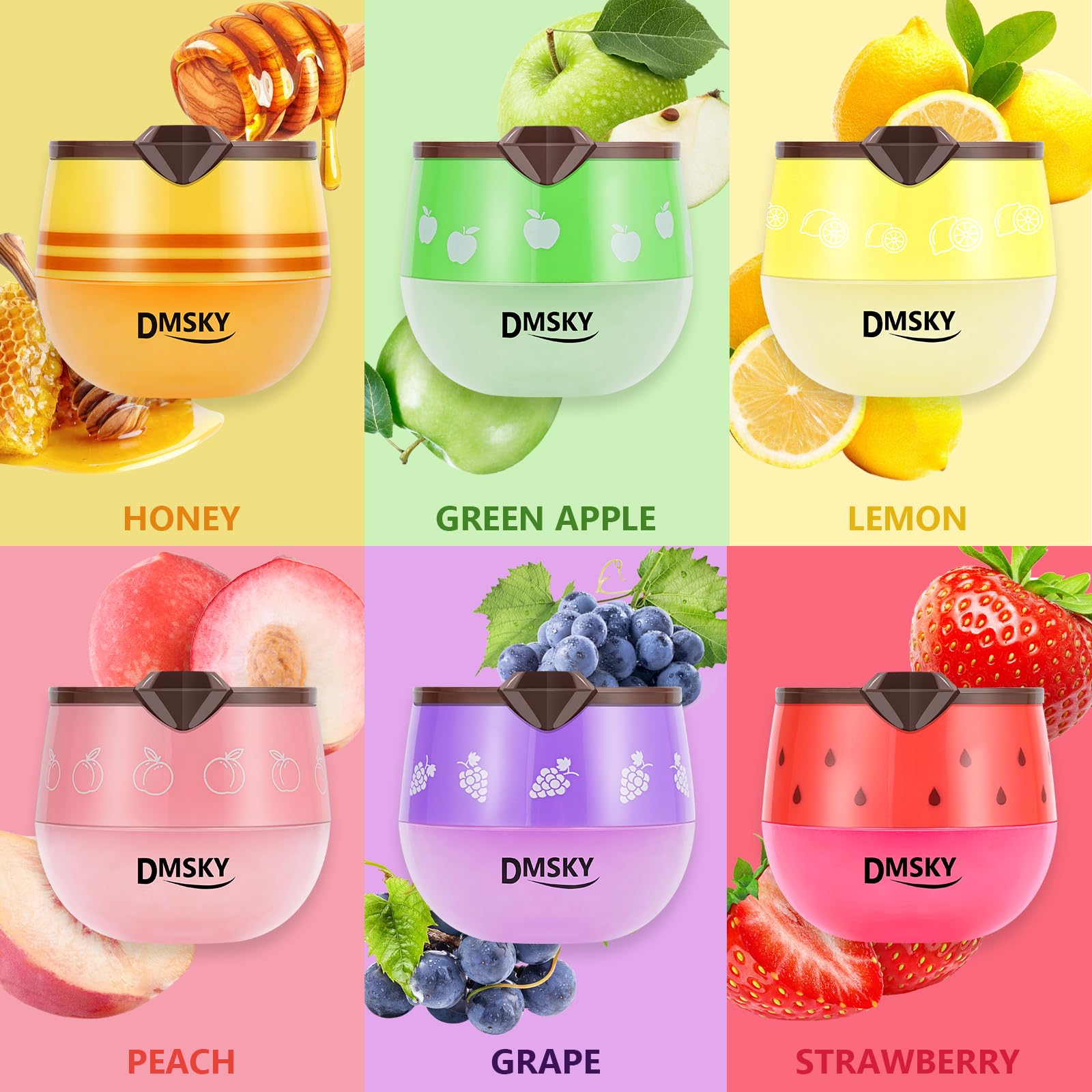 DMSKY Bee Lip Balm honey pot 6 flavors offers flavorful hydration on the go.
