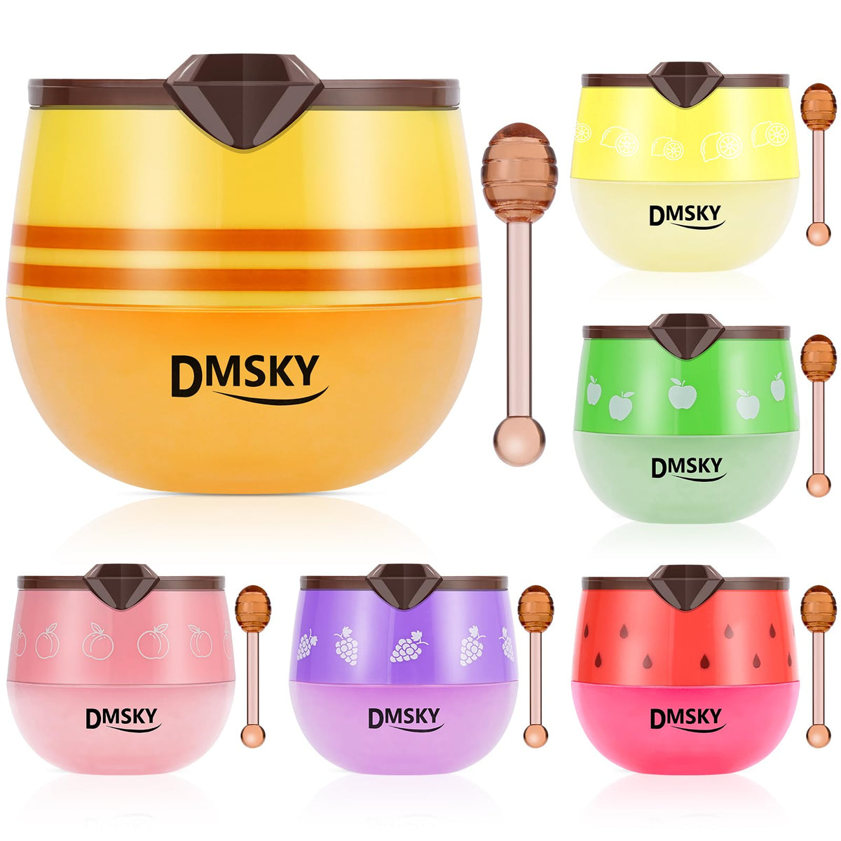 DMSKY Bee Lip Balm honey pot packaging shows compact, giftable design for travel.