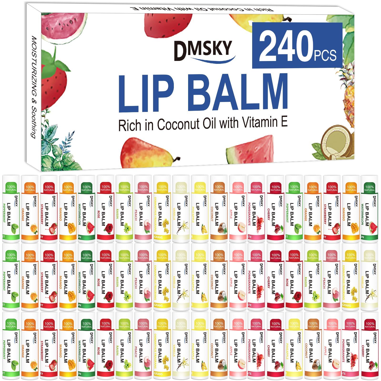 Dmsky lip balm bulk pack 240 tubes for gifting and events.