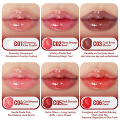 Dmsky lip oil application closeup shows smooth, quick absorption and non-sticky finish.