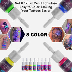 DMTATTOO pink fluorescent tattoo ink bottle creates bright glow for parties