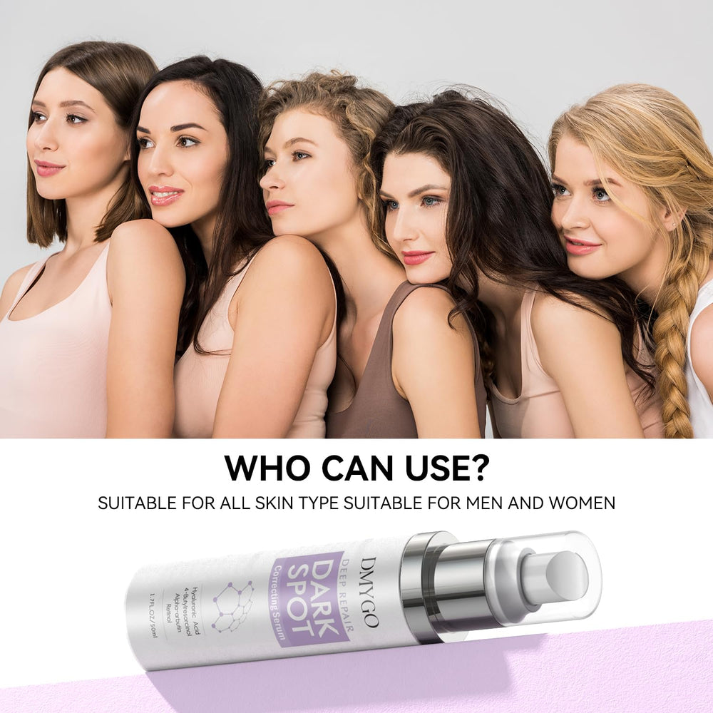 DMYGO dark spot remover ingredients crop highlights vitamin C and hyaluronic acid benefits.