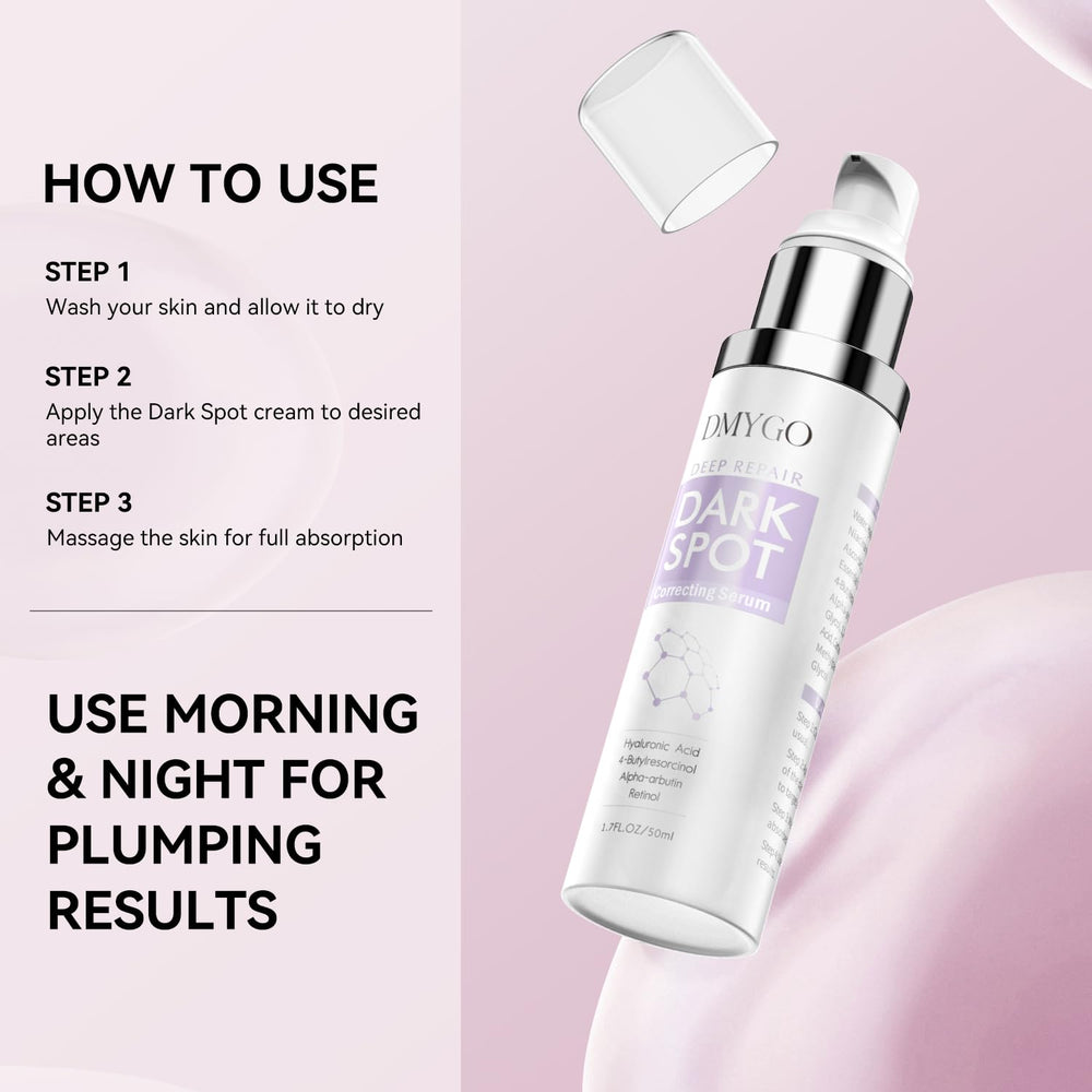 DMYGO dark spot remover texture swatch reveals creamy formula ideal for layering.
