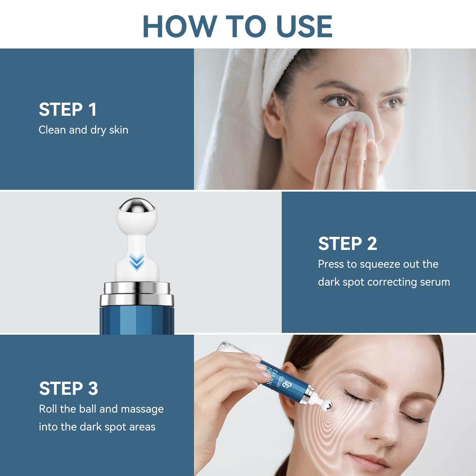 DMYGO serum on forearm illustrating uneven skin tone area.