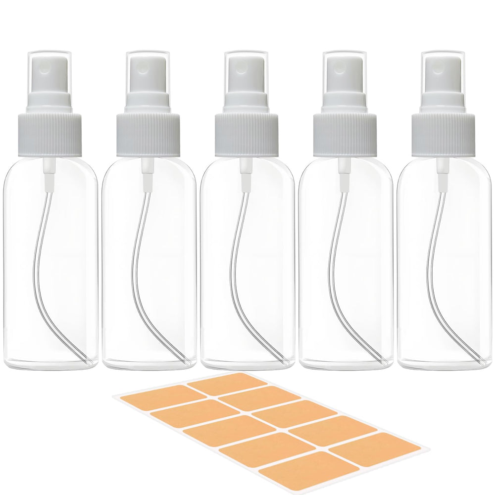 DNSEN travel spray bottles in clear 3.4 oz size, ideal for carry-on liquids.