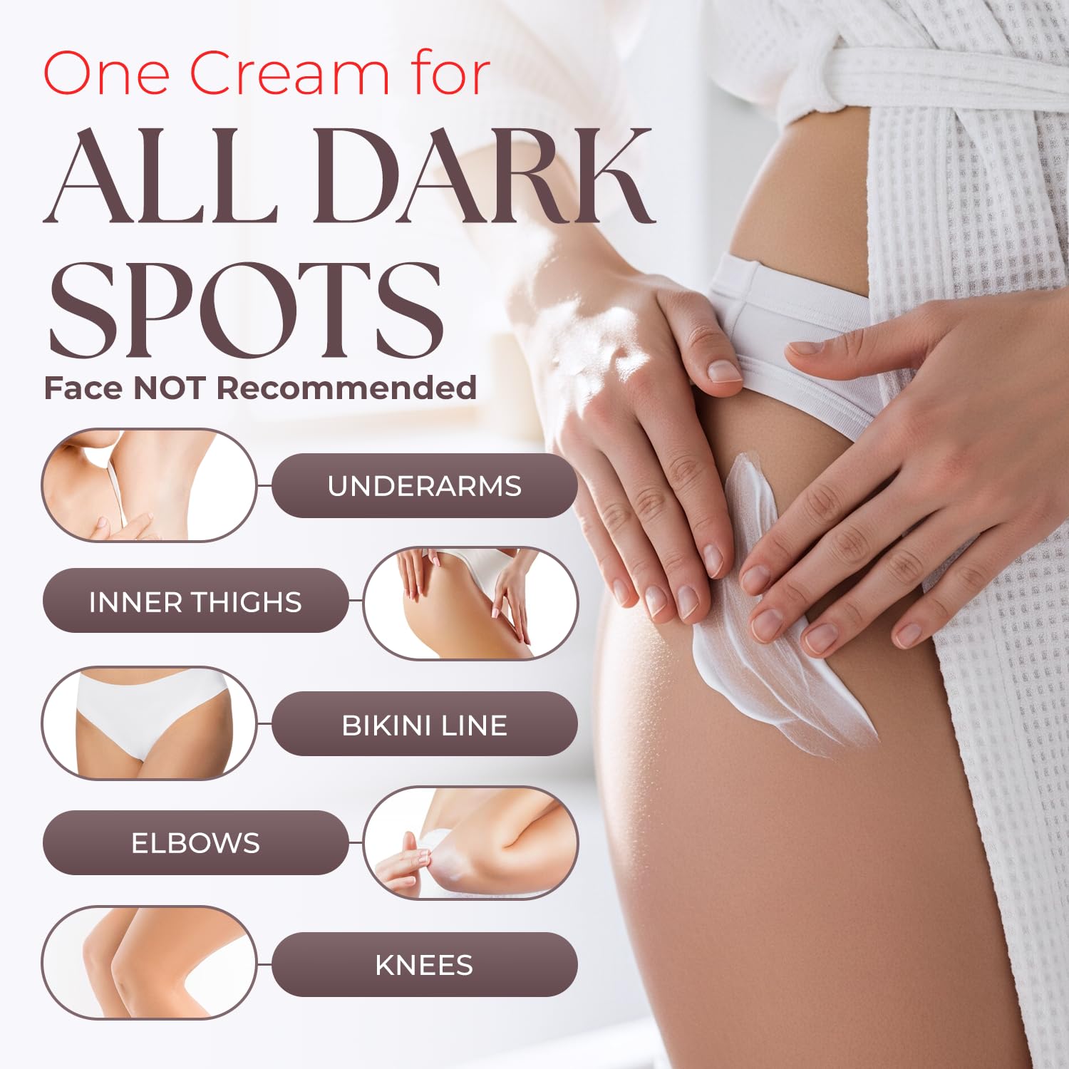 Do Me Intimate Skin Lightening Cream ingredients include kojic acid niacinamide and arbutin