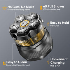 DOAO A6-Plus 6D blades close-up emphasizes flexible heads for smooth head contours