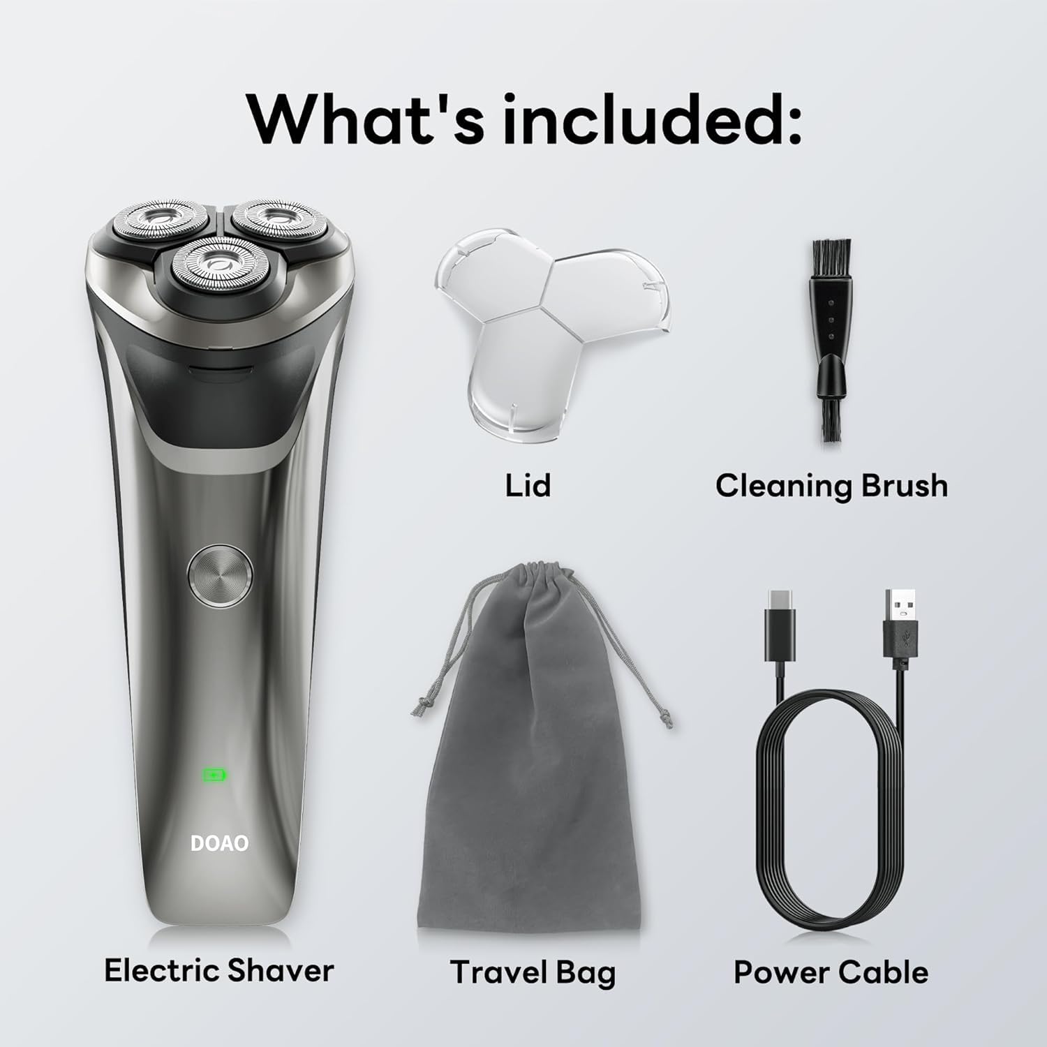 DOAO Electric Razor fast charge provides ready-to-shave power quickly