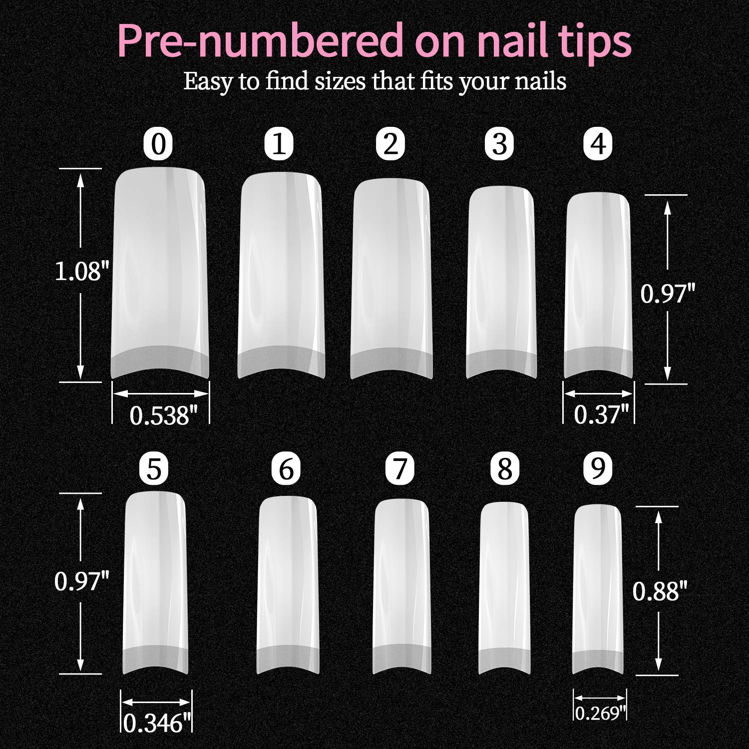 Dockapa coffin-design nail tips in natural color for elegant half-cover nails.