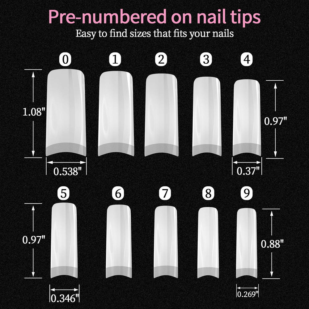 Dockapa coffin-design nail tips in natural color for elegant half-cover nails.