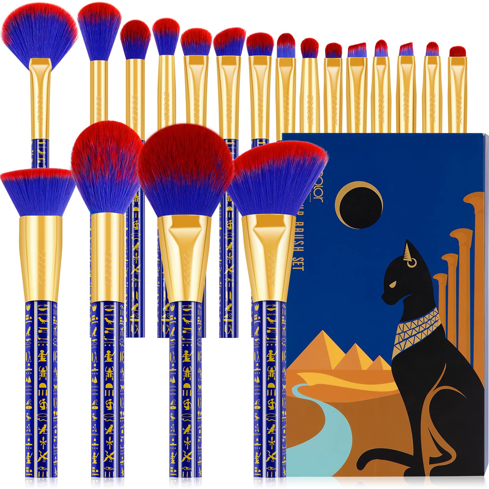 Docolor ancient-egyptian-series-brush-set front view enables precise makeup application.