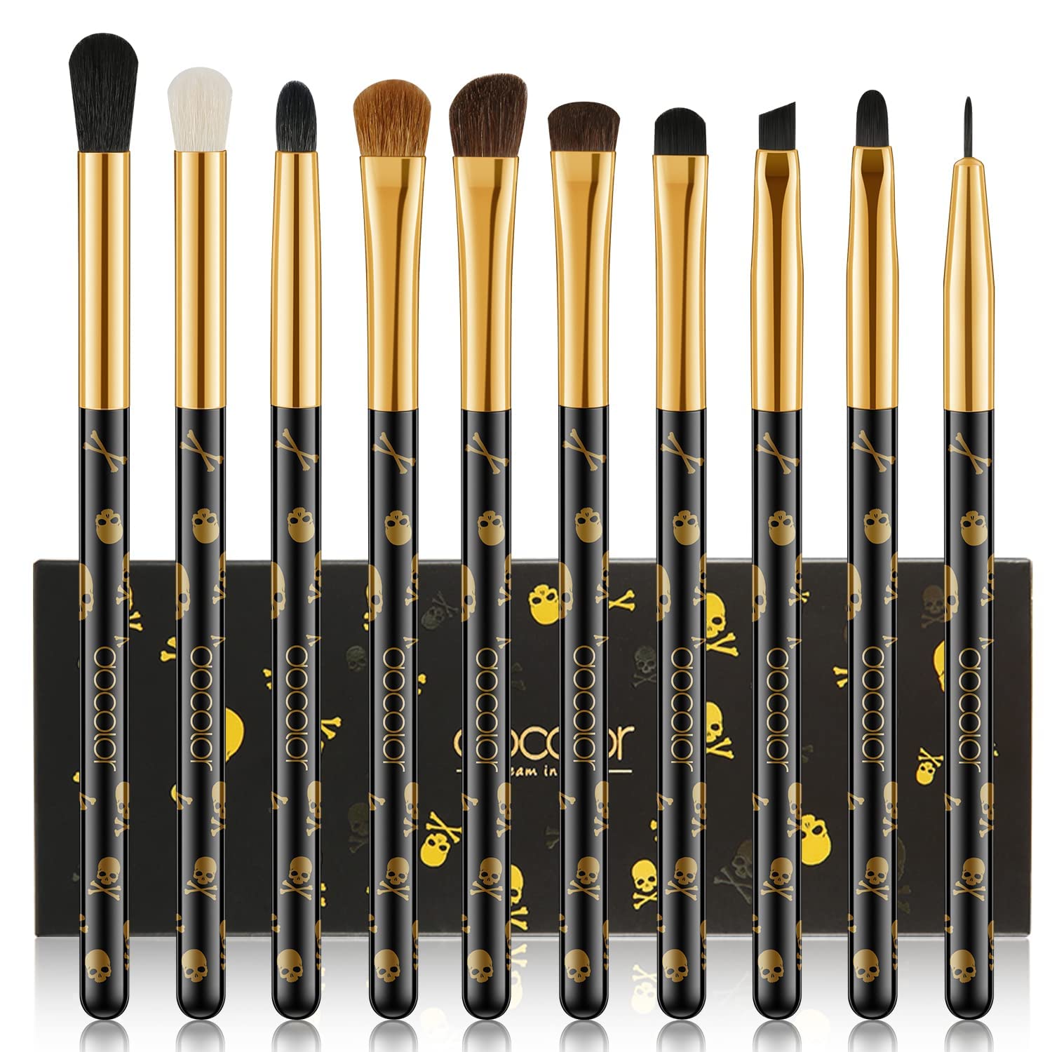Docolor eye brushes set with skull handle for precise application