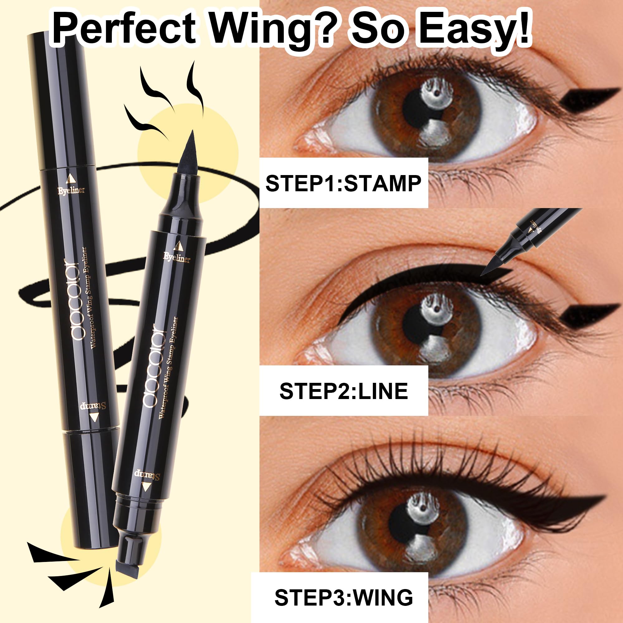 docolor eyeliner wing stamp close-up enables quick, symmetrical wing application.
