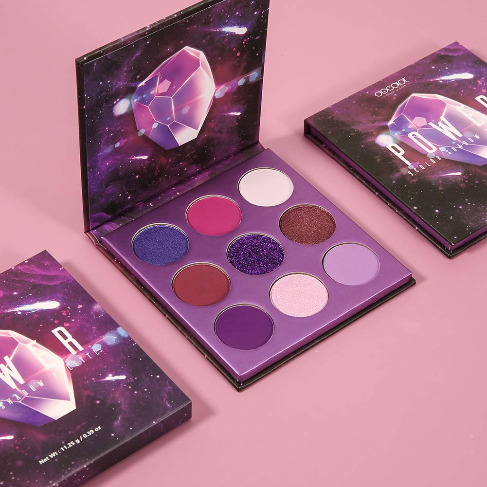 Docolor eight purple shades swatches illustrate variety from matte to shimmer.