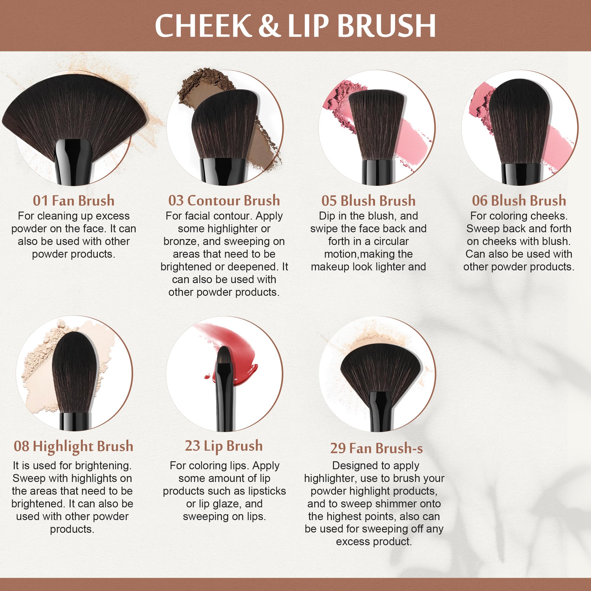 Docolor Face brushes collection offers comprehensive tools for powder, blush, and contour