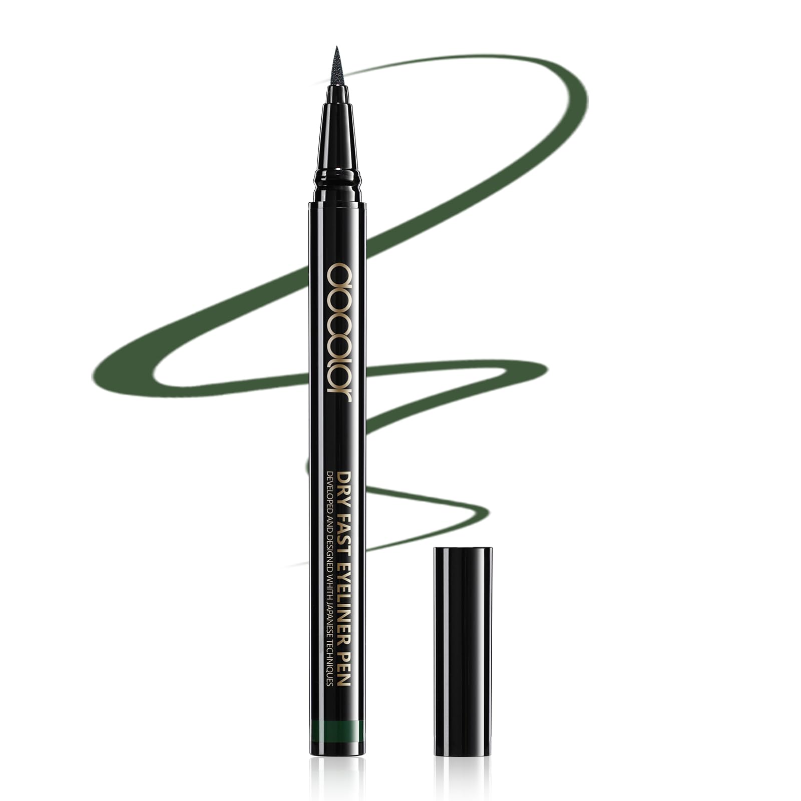 docolor green eyeliner pen closeup shows precise tip for clean lines