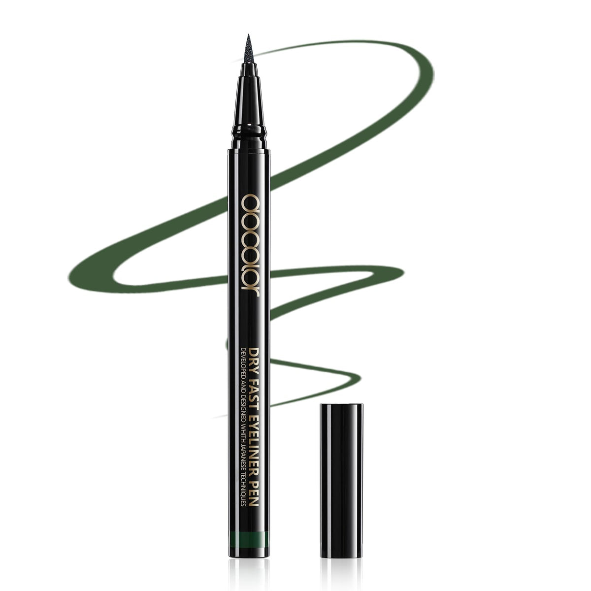 docolor green eyeliner pen closeup shows precise tip for clean lines