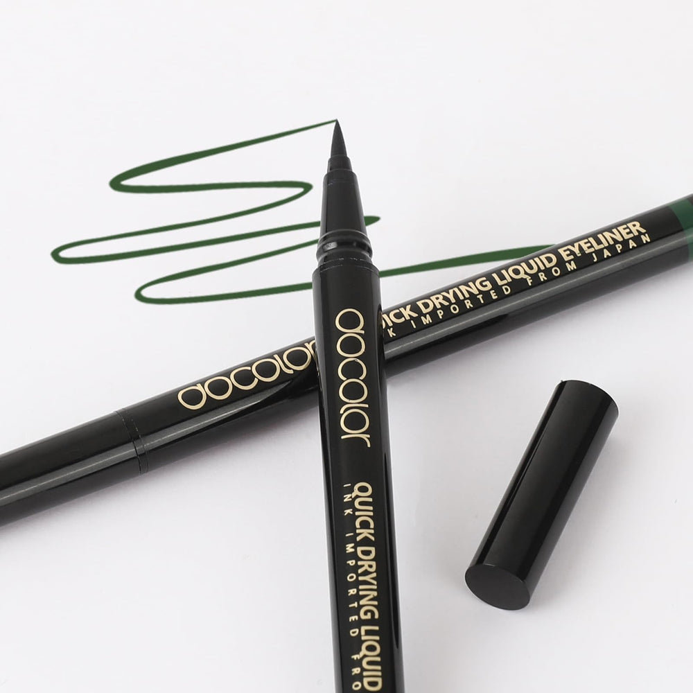 docolor green eyeliner swatch on hand shows vibrant color