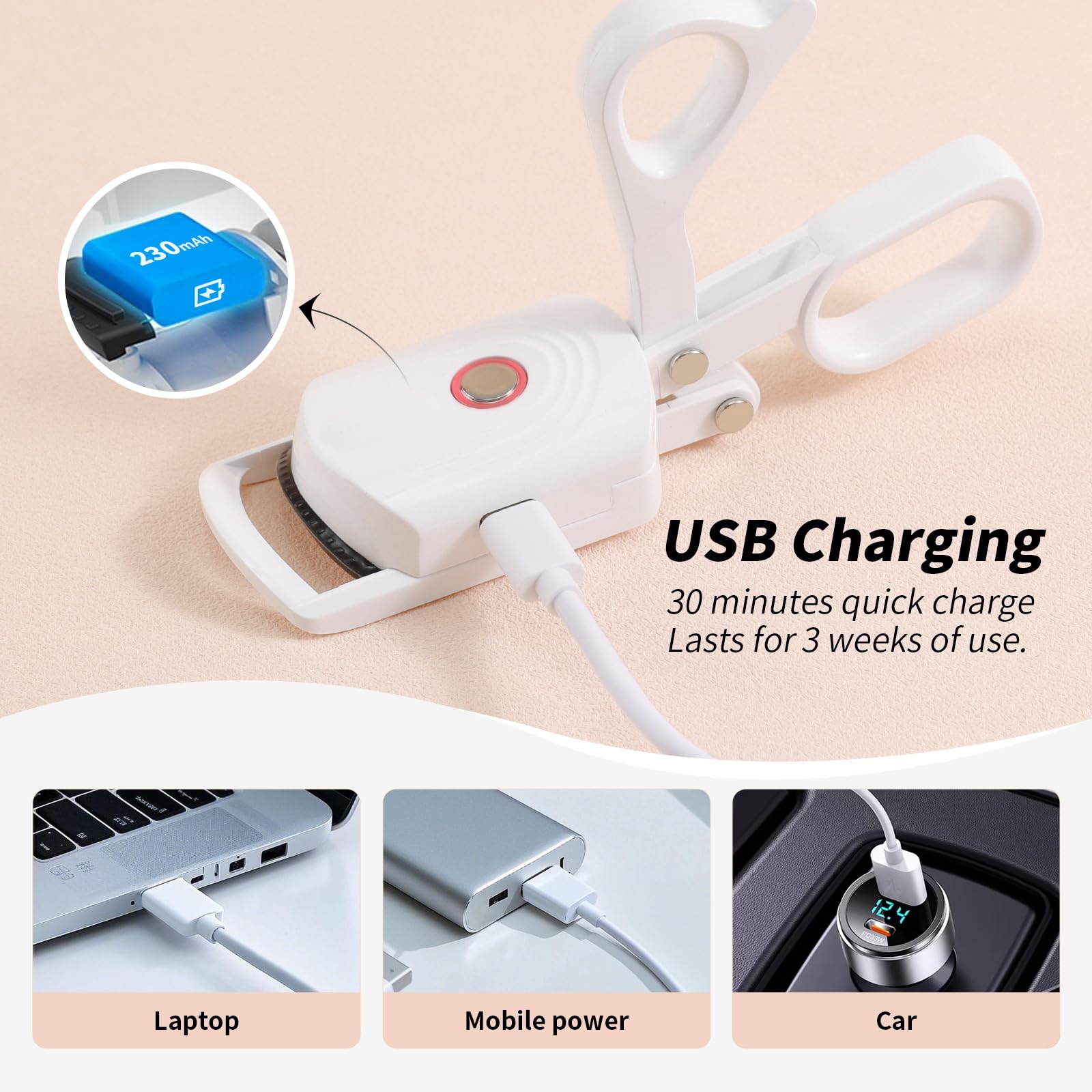 Docolor heated eyelash curler demonstrates root-to-tip curling for natural lift