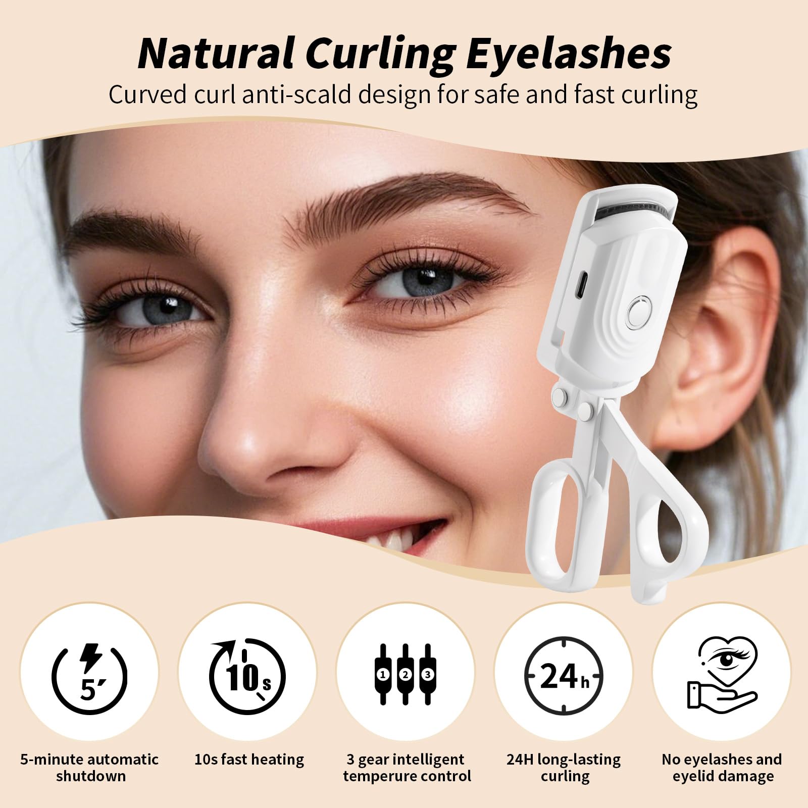 Docolor heated eyelash curler with three temperature modes for customizable curl