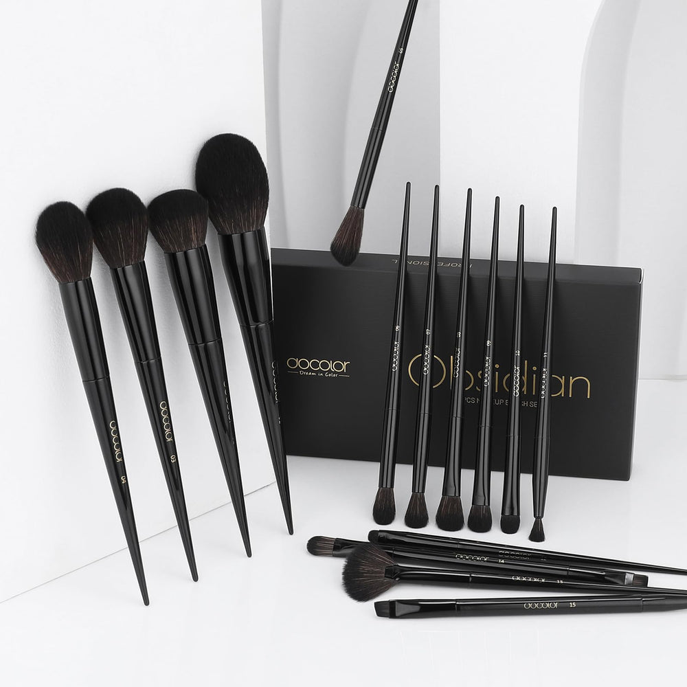 Docolor makeup brush set 15pc cruelty-free brushes for ethical beauty routine.
