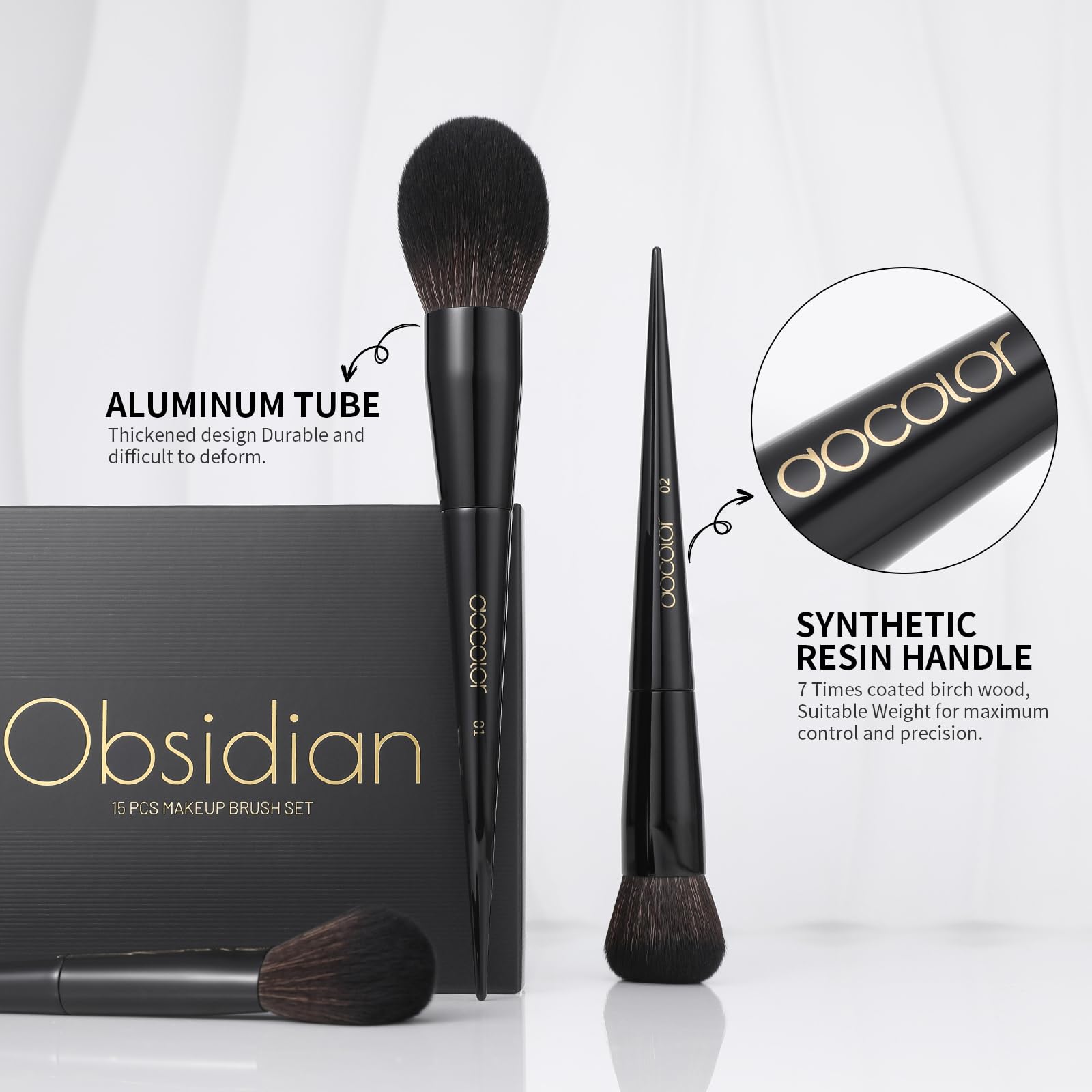 Docolor makeup brush set 15pc liquid-friendly brushes for versatile products.