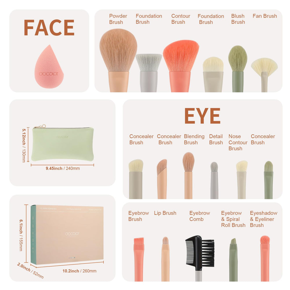 Docolor Morandi 17-piece set full view for versatile eye and face makeup.