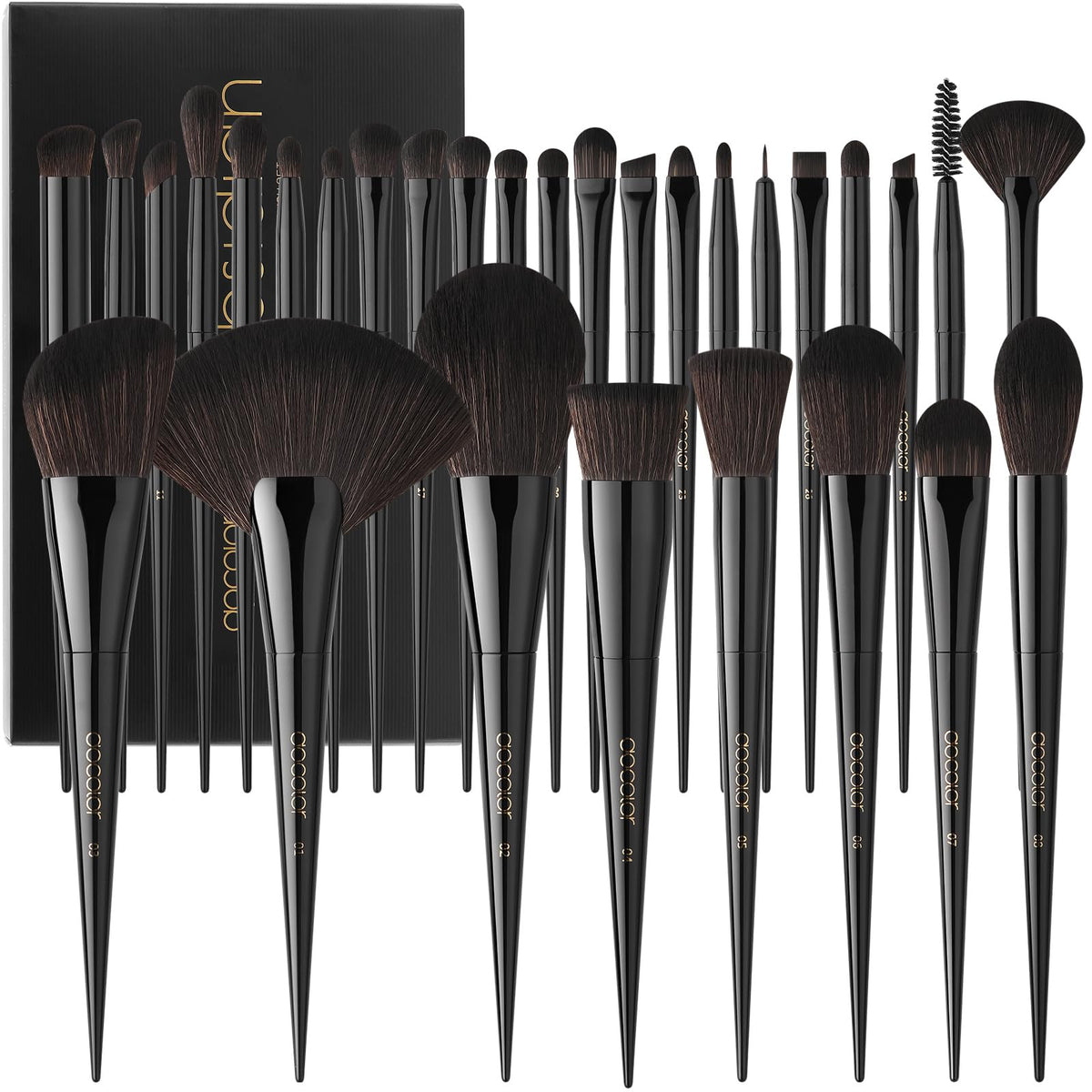 Docolor Obsidian Face Kit brush set delivers precise powder application for a flawless finish