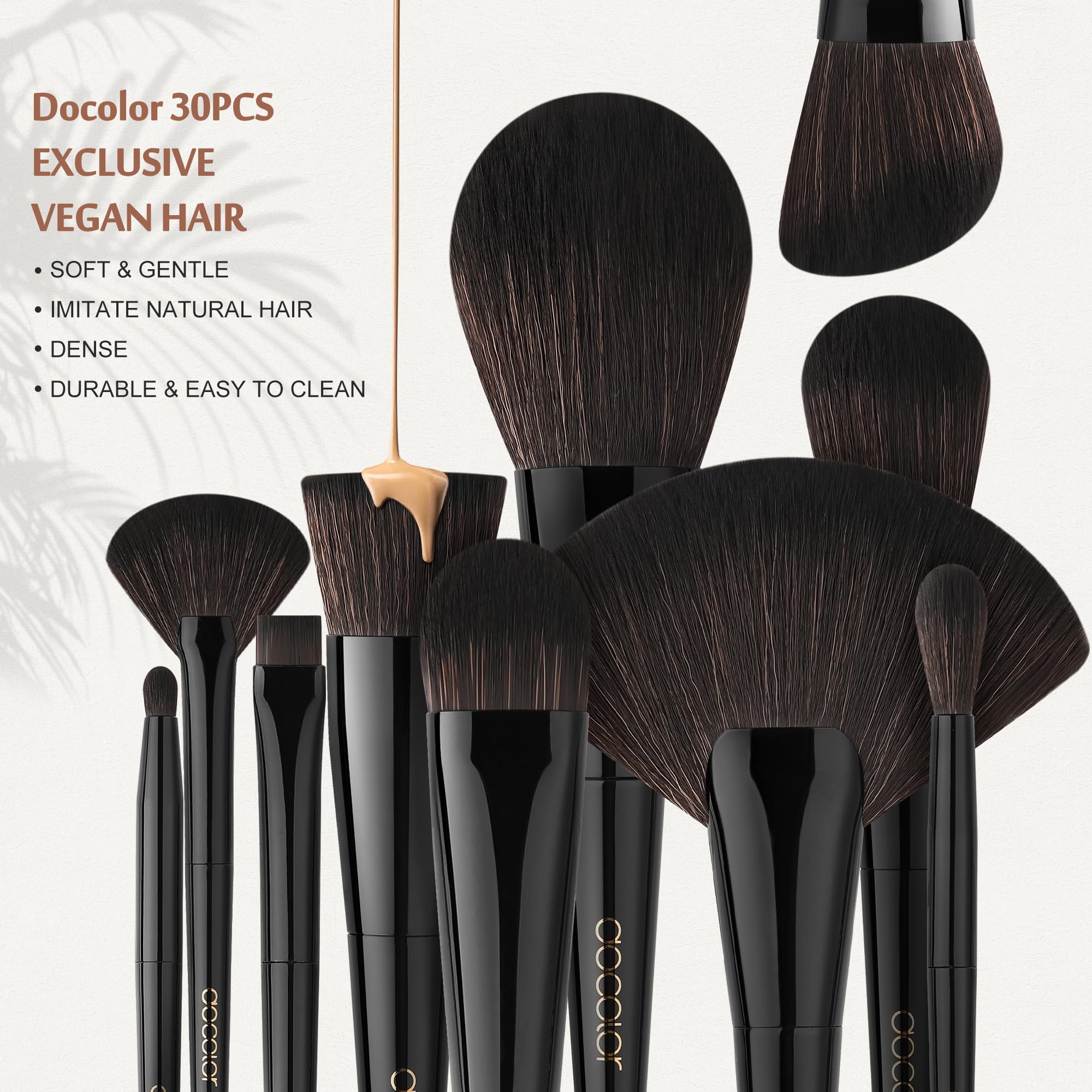 Docolor Vegan soft synthetic bristles feel gentle on skin and hold product well