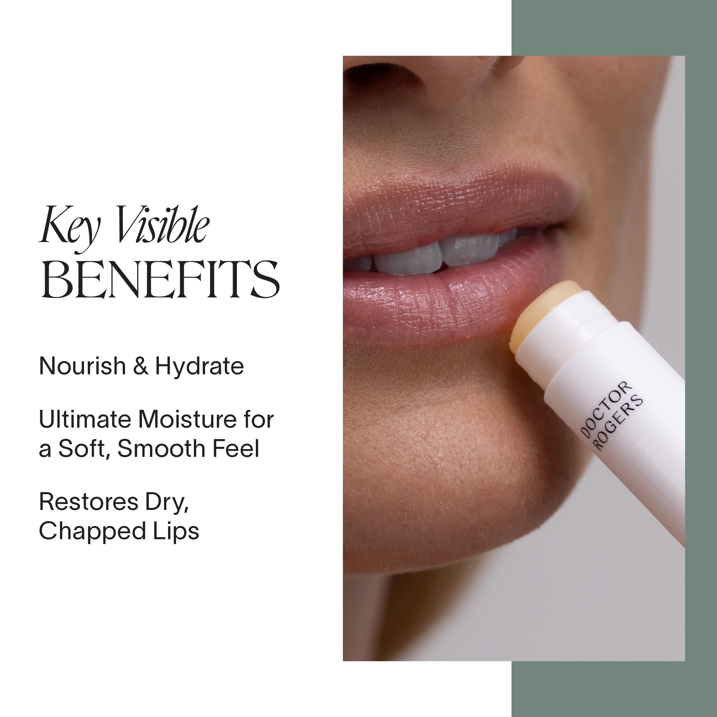 Doctor Rogers Lip Balm application swipe shows smooth lip protection