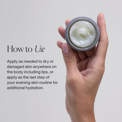 Doctor Rogers Restore Healing Balm texture being smoothed over skin for comfort after procedures.
