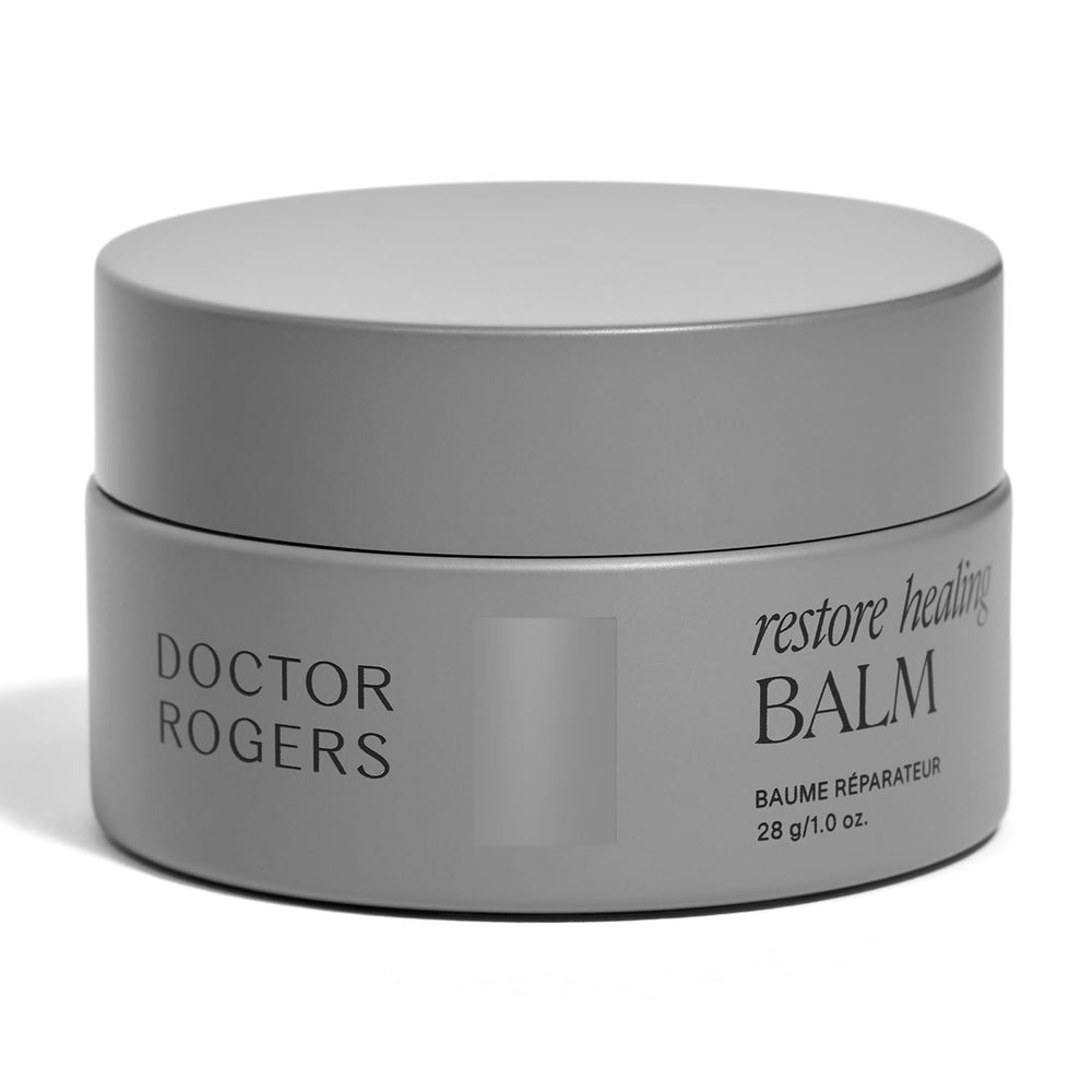 Doctor Rogers Restore Healing Balm jar shows soothing, nourishing formula for dry skin