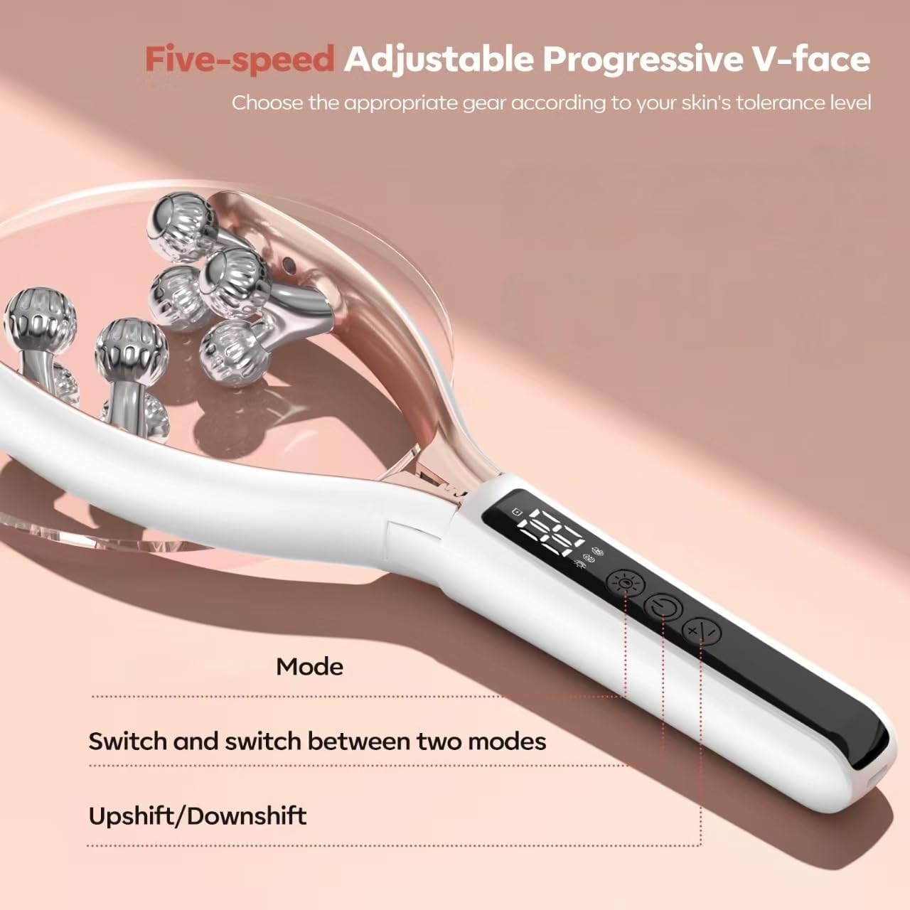 Doge&Vollar massage head conforms to cheeks and jawline for precise lifting and contouring.