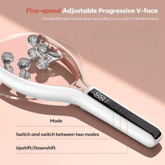 Doge&Vollar massage head conforms to cheeks and jawline for precise lifting and contouring.