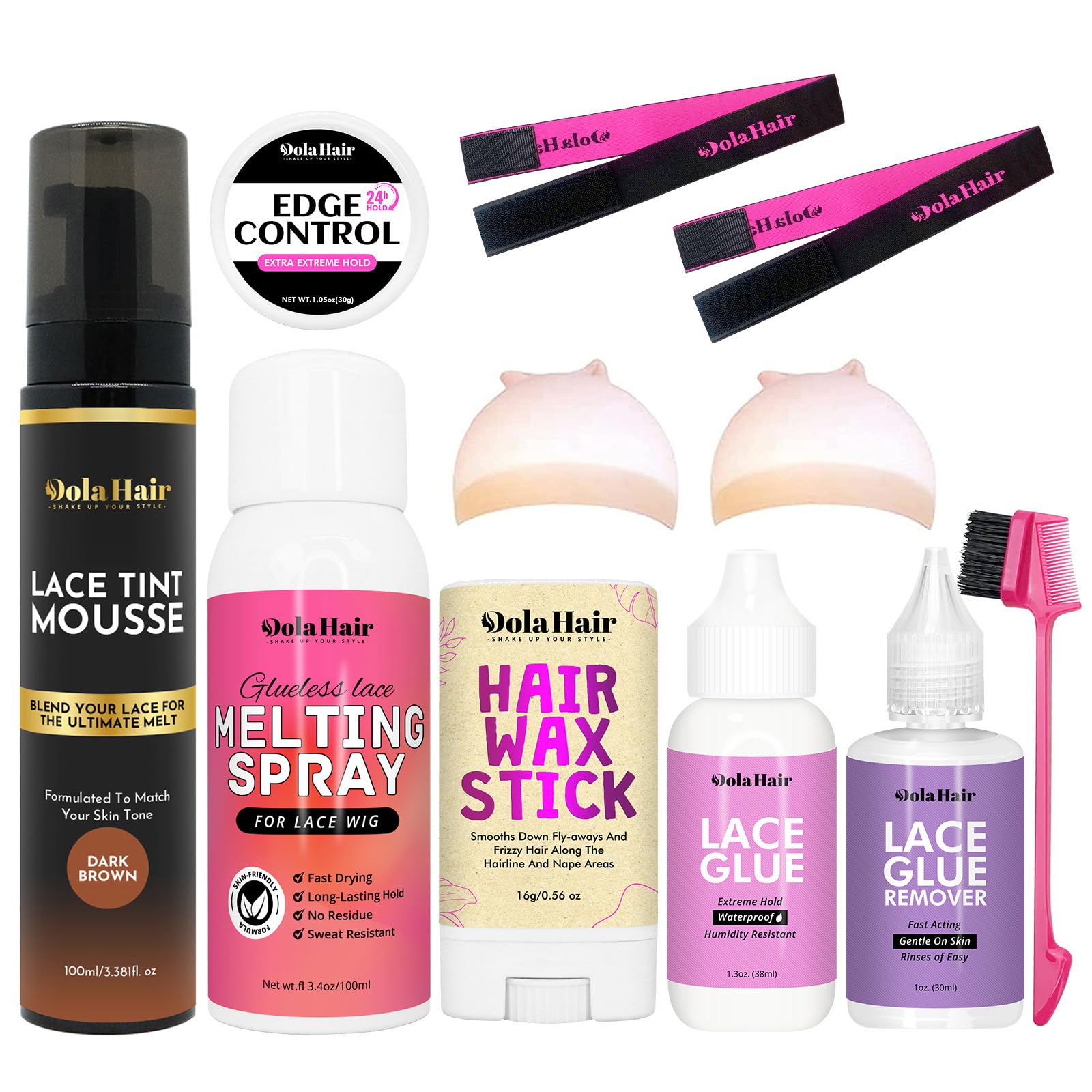 Dolahair dark brown lace tint mousse blends lace with skin for a natural look