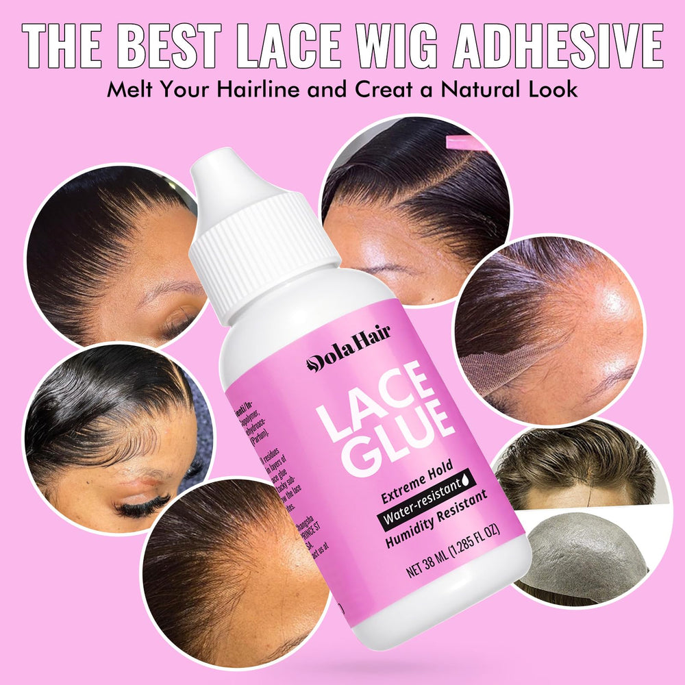 Dolahair front lace wig install shows natural look with glueless option.