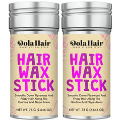 Dolahair hair wax stick 2-pack packaging highlights easy flyaway control.