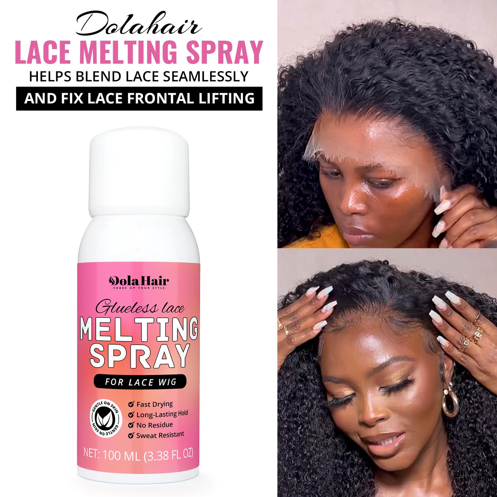 Dolahair lace melting spray demonstrates secure edge and smooth finish