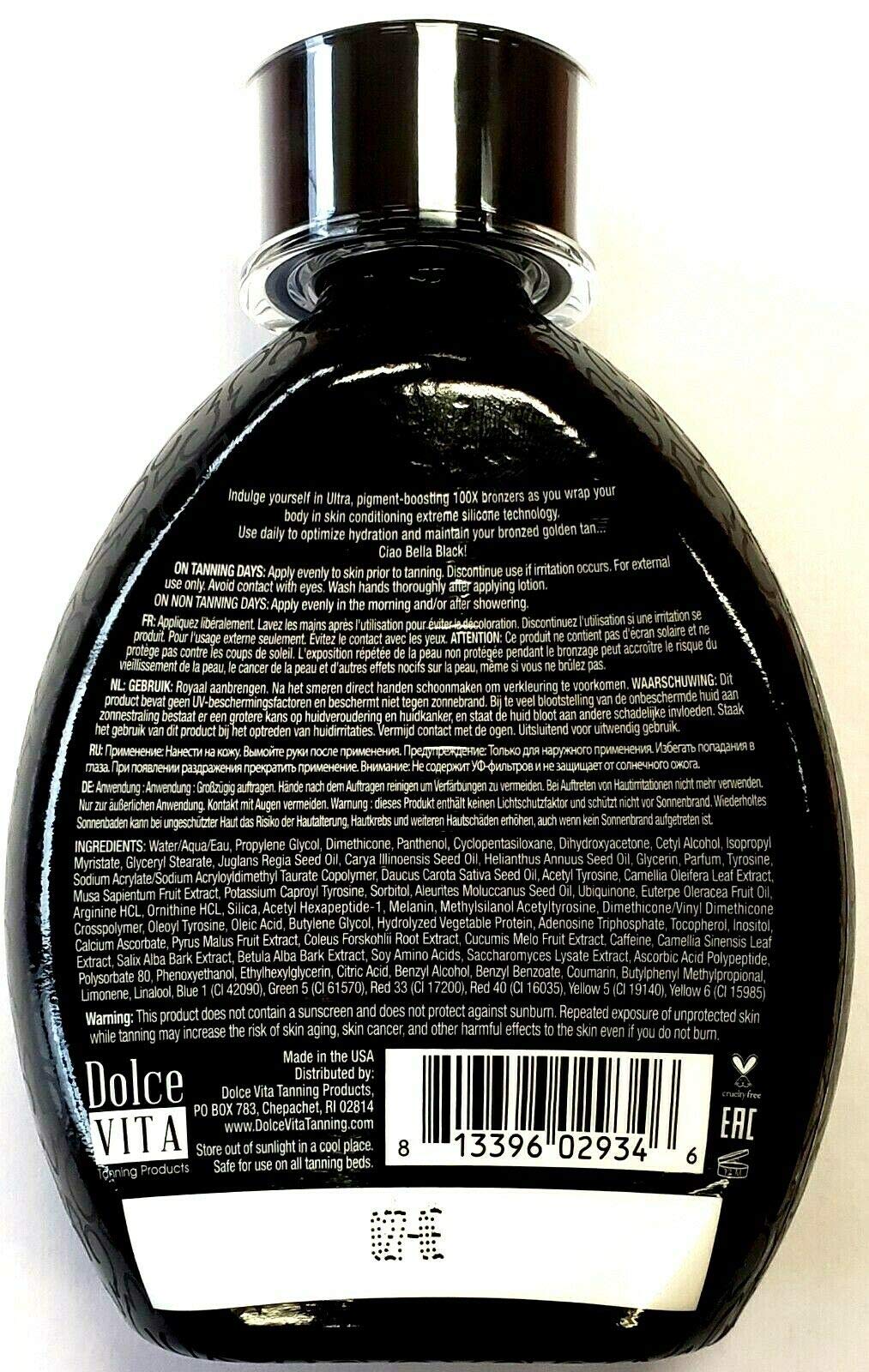 Bella Black 100X bottle in hand for even application
