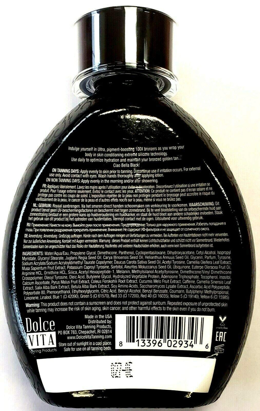 Bella Black 100X bottle in hand for even application