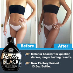 Shrink-wrapped Bella Black 100X bottle signaling safety
