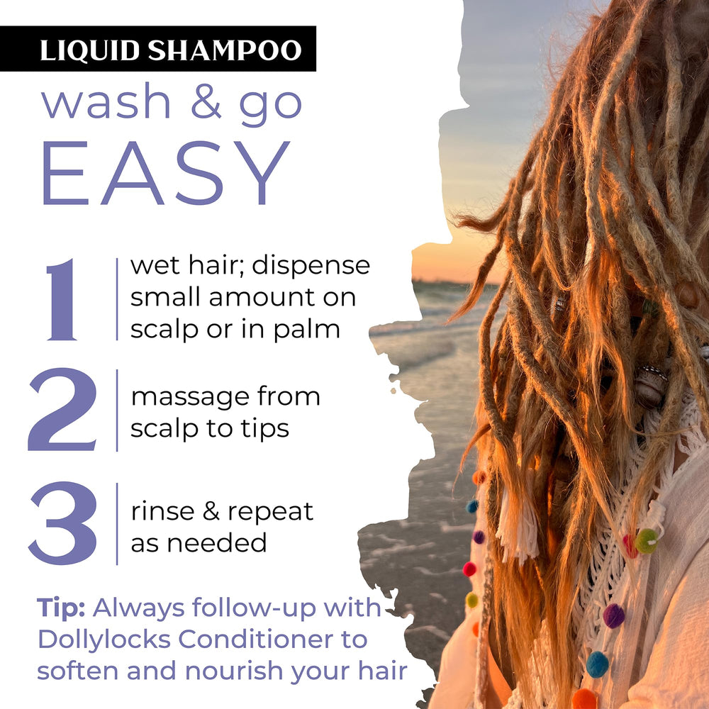 Dollylocks Liquid Shampoo ingredients aloe and coconut for soothing scalp