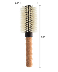 Dom Dom nylon boar round brush cork-handle closeup for comfortable grip during styling