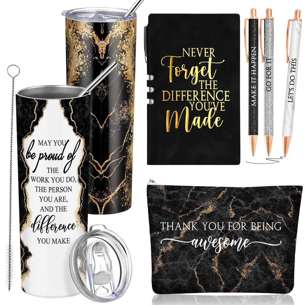 Domensi 6-pcs gift set tumbler with accessories showcases thoughtful employee appreciation gifts for coworkers.