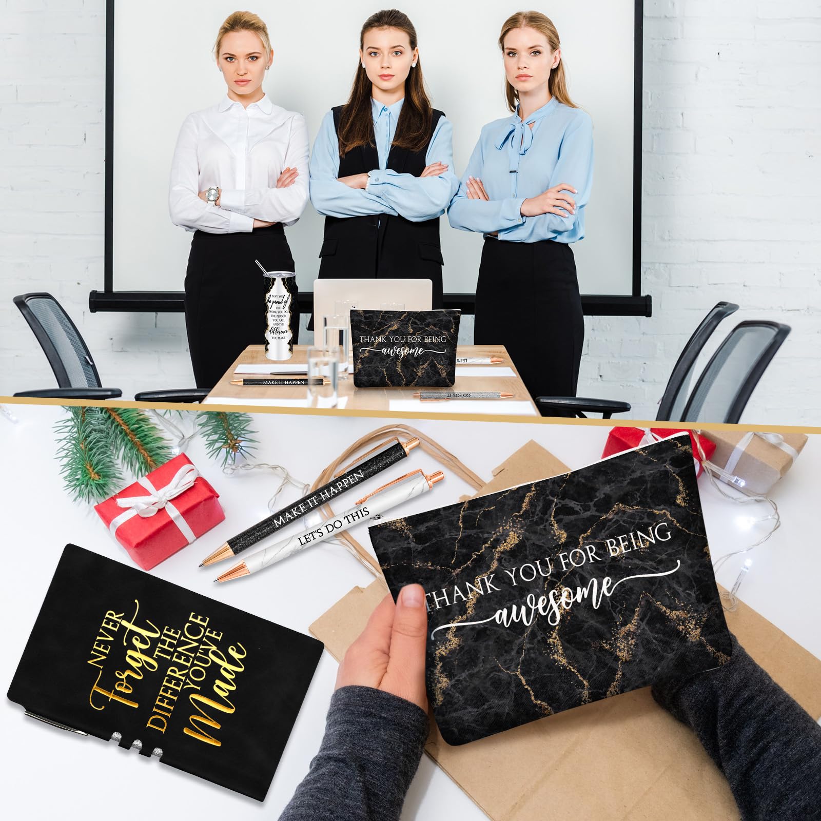 Domensi inspirational design text on gifts encourages positive vibes during team gatherings.